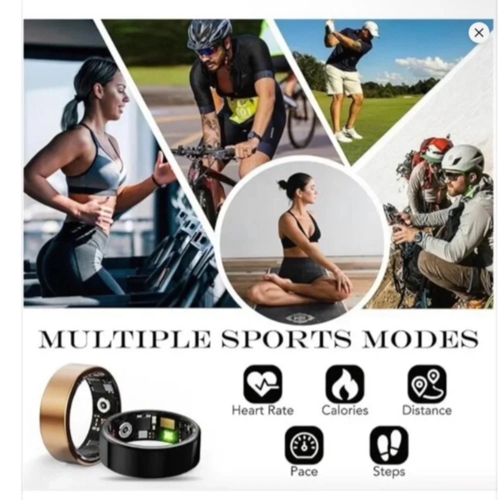 NWOT Smart Ring Black Fitness Healthy Tracker Ring Size 8